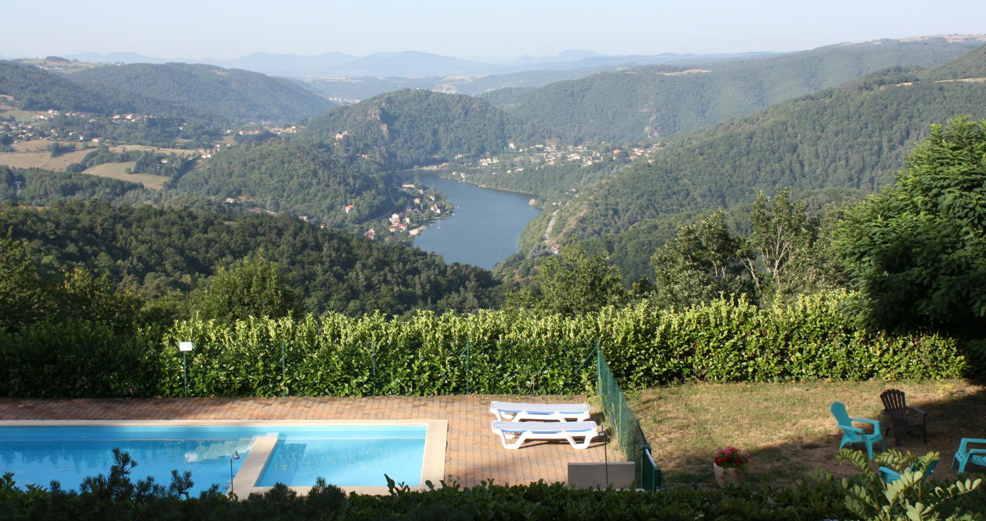 Panorama of the Gorges de la Loire and the swimming pool