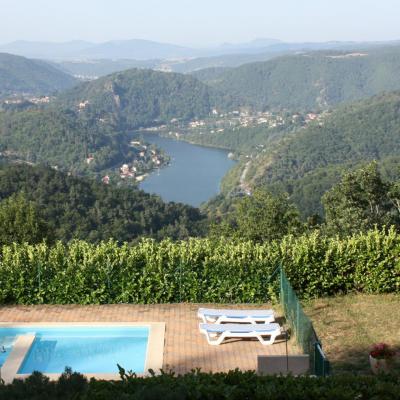 Panorama of the Gorges de la Loire and the swimming pool