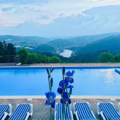 Vue de la piscine sur les Gorges de la Loire